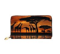 FEETOX Giraffa Sotto L'Albero in Africa Lungo Pochette Portafoglio Borse In Pelle Frizione Portafogli In Pelle Moda Moneybag Lungo Bifold In Pelle Billfold, Nero , Taglia unica