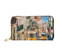 FEETOX Lisbona Tram Lungo Pochette Portafoglio In Pelle Borse Frizione Portafogli In Pelle Moda Moneybag Lungo Bifold In Pelle Billfold, Nero , Taglia unica