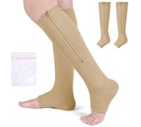 Fefod Compression Socks for Women & Men, 2 Pairs Calzini a Compressione con Cerniera Graduated Stockings Support, Non-Slip Breathable Flight Socks Running Socks for Sports, Maternity (S/M)