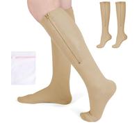 Fefod Compression Socks for Women & Men, 2 Pairs Calzini a Compressione con Cerniera Graduated Stockings Support, Non-Slip Breathable Flight Socks Running Socks for Sports, Maternity (S/M)