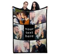 Fegiuly Coperta di flanella personalizzata con immagine - Coperta personalizzata per lei lui, regalo per Natale, compleanno, San Valentino