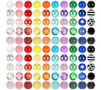 Fegtrtyoa 100 Pezzi di Perline da 20 mm per Penne, Perline con Strass, Perline di Gomma da Masticare per Penne, con Perline, Creazione di Gioielli con Penne Artigianali DIY