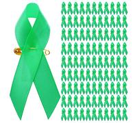 Fegtrtyoa 100 Pezzi Nastro di Consapevolezza Nastro di Spille da Bavero Nastri in Tessuto con Spille da Balia per Donna Uomo (Verde)