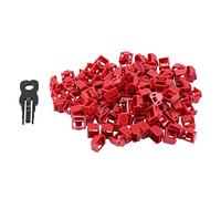 Fegtrtyoa 100PZ Rosso RJ45 Port Ethernet LAN Hub Anti Dust Cover Plug cap Blockout Protector con Serratura e Chiave Proprietarie