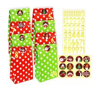 Fegtrtyoa 24 Pezzi Sacchetti di Natale Sacchetti per Le Vacanze Sacchetti per Regali di Natale Sacchetti di Carta per Buffet di Caramelle Rosso Verde per Le Vacanze di Natale B