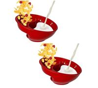 Fegtrtyoa Ciotola per Cereali Divisa, Ciotole Riutilizzabili per Snack e Salse per Yogurt, Latte, Bacche, Ketchup Rosso