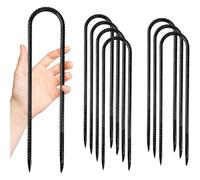 Fegtrtyoa Confezione 8 Picchetti in Acciaio per Tondini Cemento,Picchetto in Metallo per Recinzioni con Gancio A U per Impieghi Gravosi 30cm,Ganci Ancoraggio Antiruggine per Tende e Piante