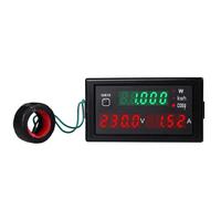 Fegtrtyoa Display Elettrico CA 100A Tensione Corrente Fattori di Potenza Attivi KWH Voltmetro Amperometro Misuratore di Pannello Energia Wattmetro Reset,B