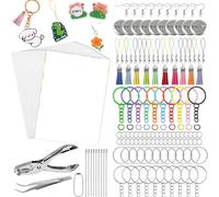 Fegtrtyoa Kit Fai da Te Shrink Dink Sheets 242 Pezzi, Include Perforatrice, Pinzette, Ganci per Le Orecchie, Spille, Colorati e Anelli di Congiunzione