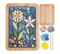 Fegtrtyoa Kit Mosaico DIY Kit Sottobicchieri in bambù A Mosaico per Adulti Principianti, con Base Sottobicchiere Rettangolare per Mosaico Fatto A Mano