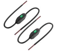 Fegtrtyoa Per L'Interruttore del Inline Della Lampada 12V 24V/3A Attiva/Off Pulsante Rocker con Prewire Entrambe le Estremità LED Verde 0,5 M 2pcs