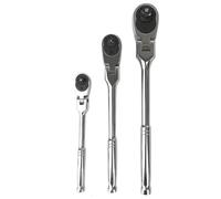 Fegtrtyoa Quick-Release Reversible Design 3-Piece Flex-Head Ratchet Set, 1/4", 3/8", 1/2" Drive 72-Tooth