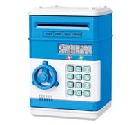 Fegtrtyoa Salvadanaio Elettronico Automatico Mini Security Coin Cash Savings Box Password Key Lock Bank ATM Regalo per Bambini Blu