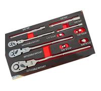 Fegtrtyoa Set di 10 Chiavi A Cricchetto con Testa Flessibile - Include Attacchi da 1/4", 3/8" e 1/2", Testa Girevole, Barra di Prolunga, 4 Adattatori