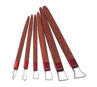 Fegtrtyoa Set di 6 Raschietti per Sculture In Argilla con Manico In Legno e Lama In Metallo Dentata per Riparazioni Fai da Te, Set di Utensili per Ceramica