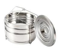 Fegtrtyoa Set di Cestelli per La Cottura A in Acciaio Impilabili A 3 Livelli per, Verdure, Carne, Pesce e Zuppa