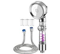 Fegtrtyoa Soffione doccia con tubo flessibile da 1,5 m, doccia a risparmio idrico, soffione doccia ad alta pressione decalcificante con 3 filtri, doccetta a specchio
