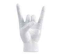 Fegtrtyoa Statua del Gesto della Mano Rock Scultura del Dito di Arte della Musica Rock per L'Arredamento della Sala Studio degli Amanti della Musica Rock, Mano A L Bianca