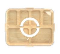 Fegtrtyoa Tagliere per Salumi con Coperchio Trasparente e Manico, Set da Taglio Portatile In Bambù con 6 Scomparti per Formaggi, Bianco.