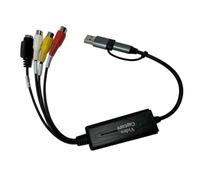 Fegtrtyoa USB 2.0 Type-C AV S Video Capture Card Adapter for Camera OBS PC- AV Video Composite Input