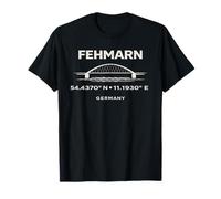 Fehmarn - Ponte Germania Coordinate Design del Mar Baltico Maglietta