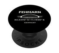 Fehmarn - Ponte Germania Coordinate Design del Mar Baltico PopSockets PopGrip Adesivo
