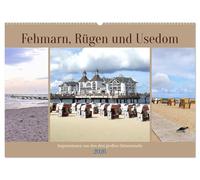 Fehmarn, Rügen und Usedom - Impressionen von den drei großen Ostseeinseln (Wandkalender 2026 DIN A2 quer), CALVENDO Monatskalender: Stimmungsbilder der Küstenlandschaft auf Fehmarn, Rügen und Usedom