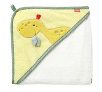 Fehn telo da bagno babmbini dino telo da bagno poncho per bambini in spugna telo con simpatico dinosauro per neonati e bambini da 0+ mesi misura 80 x 80 cm