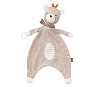Fehn 052053 Schmusetuch Teddy fehnNATUR-Spielkamerad&Stofftier-Schnuffeltuch aus zertifizierter Bio-Baumwolle(KBA) aus nachwachsenden Rohstoffen mit Schnuller-Befestigung für Babys&Kleinkinder, Braun