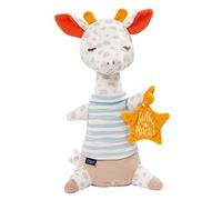 Fehn 053012 Giraffa con luce notturna, animale di peluche con ricamo "Glow-in-the-dark" fosforescente e modulo di luce notturna, per bambini da 0 mesi, dimensioni 27 cm