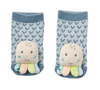 Fehn 054361 Calzini con sonaglio a forma di polpo, soffici calzini per bambini con polpo e sonaglio, favoriscono le capacità motorie e sensoriali, per bambini da 0 a 12 mesi, dimensioni 12 cm
