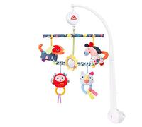 Fehn 055214 Activity - Mobile con melodia "Bruder Jakob" e personaggi di gioco rimovibili, con fissaggio a letto, per bambini da 0 a 5 mesi, dimensioni: Ø 36 cm, altezza: 65 cm