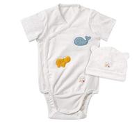Fehn 056532 Body & Berretto FehnNATUR, set di accessori per neonati, unisex, 100% cotone biologico, per neonati da 0 a 3 mesi, taglia: 50/56