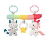Fehn 057287 Activity-Trapez Aiko & Yuki - Stoff-Lernspielzeug mit Tier-Anhängern zum Greifen, Fühlen, Spielen - fördert Greifsinn & Motorik - für zuhause und unterwegs für Babys ab der Geburt