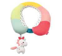 Fehn 057294 Nackenstütze Einhorn - Nackenkissen mit kleinem Rassel-Tier - Ergonomische Form des Nackenhörnchens stützt, entlastet und bietet sicheren Halt in Auto, Babyschale oder Kinderwagen