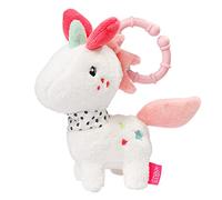 Fehn 057416 - Mini unicorno - Sonaglio per sonaglio, sentirsi, giocare con morbido peluche in tessuto, un fedele compagno per neonati e bambini a partire da 0 mesi, bianco, 00057416