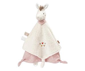Fehn 058093 Panno per le coccole con lama Deluxe, morbido panno per l’allattamento con testa di lama e attacco per il ciuccio, invita a toccare ed esplorare, per bambini da 0 mesi, dimensioni 34 cm