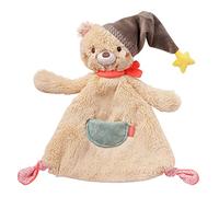 Fehn Panno di coccole neonati con testa d'orso panno di coccole per neonati peluche peluche per neonati e bambini da 0+ mesi