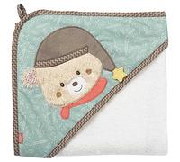 Fehn telo da bagno orsetto telo da bagno poncho per bambini in spugna telo da bagno con cappuccio per neonati e bambini da 0+ mesi misura 80 x 80 cm