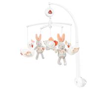 Fehn 062137 Giostrina musicale Schwanensee con cigno, coniglio e fiore per ascoltare, melodia "Schwanensee" da agganciare al letto per i bambini da 0-5 mesi, altezza: 65 cm, diametro 40 cm