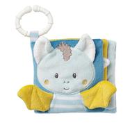 Fehn libro tattile pipistrello libro passeggino in tessuto con squeaker, carta frusciante e specchio libro per neonati con anello di fissaggio per neonati e bambini da 0+ mesi