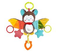 Fehn 067712 Pipistrello giocattolo educativo con figure animali per l’attività motoria da appendere, specchio e anelli da mordere, afferrare e far suonare, per neonati e bambini dalla nascita in poi