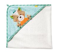 Fehn 071283 Accappatoio da bagno Sleeping Forest, poncho da bagno in cotone con la simpatica volpe, per neonati e bambini, da 0 + mesi, misure: 80 x 80 cm