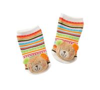 Fehn 091519 Rasselsöckchen Teddy/Activity-Babysöckchen mit niedlichen Tier-Köpfchen zum Greifen, Rasseln, Strampeln & Geräusche erzeugen, Lernspielzeug für Babys von 0-12 Monaten