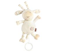 Fehn 154450 Miniatura orologio musicale pecora / peluche con meccanismo musicale integrato con dolce melodia "Brahms Wiegenlied" da appendere alla carrozzina, seggiolino auto o letto, per bambini e neonati da 0+ mesi