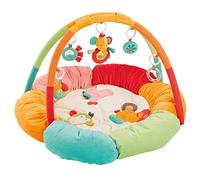 Fehn 3-D activity nest play arch safari - coperta rotonda per gattonare con 5 giocattoli staccabili da afferrare - coperta da gioco per neonati e bambini da 0+ mesi - regalo di nascita