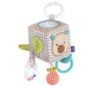Fehn Cubo attività Capybara Clara - Gioco motorio per neonati | Con elementi da afferrare e anello C per fissaggio, 10 x 10 cm, da 0 mesi