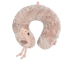 Fehn cuscino cervicale fenicottero - con applicazione animale - La forma ergonomica sostiene, alleggerisce il carico e offre una tenuta sicura in auto, nel seggiolino o nel passeggino