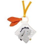 Fehn Libro tattile Asino & Orsacchiotto - Libro per Passeggino in Cotone da Coltivazione Biologica - con sonaglio, Carta Frusciante e Specchio - per Neonati e Bambini da 0+ Mesi