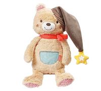 Fehn Luce notturna Orso Bruno - Luce soffusa e aiuto per la nanna | Peluche con ricamo fosforescente e modulo luce notturna - per neonati e bambini dalla nascita